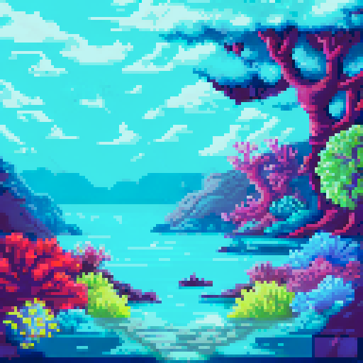 Create a deep sea environment with little light and the sea bed at the bottom, add blue glowing sea plants