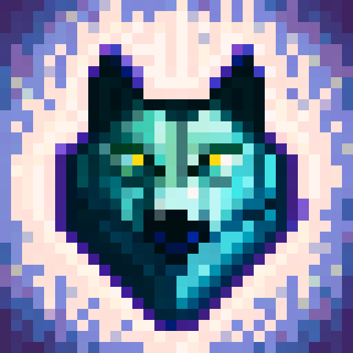 corrupted plastic waste wolf, rabid, forest biome, isometric view, cartoony, larger head, pixel art