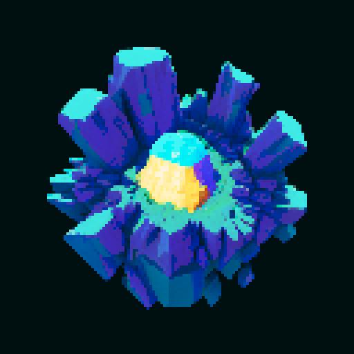 2D asteroid with jagged edges, wireframe outlines, geometric shapes, low-resolution textures, pixelated craters, retro color palette, and sRGB color space, viewed from above