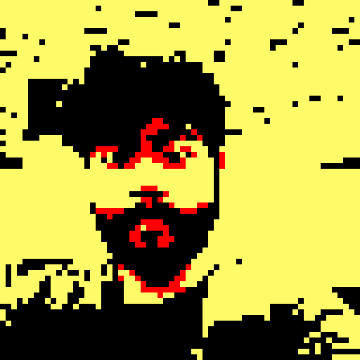 Intricate, pixelated details of a close-up character portrait in an anime-style pixel art, featuring vibrant colors and a white background
