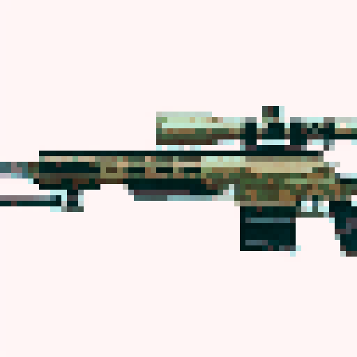 Pixel art sniper gun with transparent background for video game
