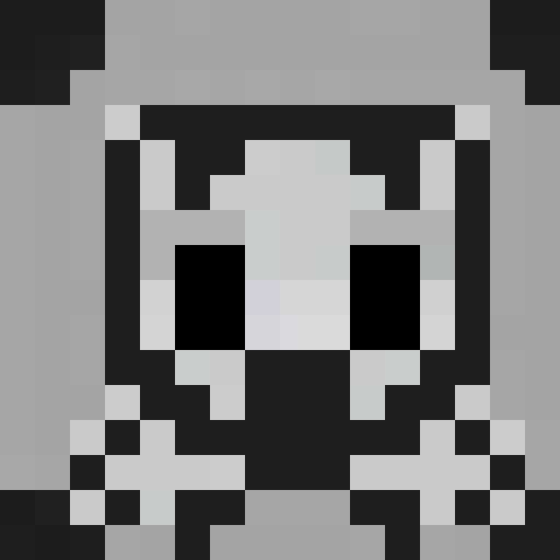 Sharp-feathered Eldritch Owl with evil black, white, and silver coloration, depicted in a 16x16 pixel portrait.