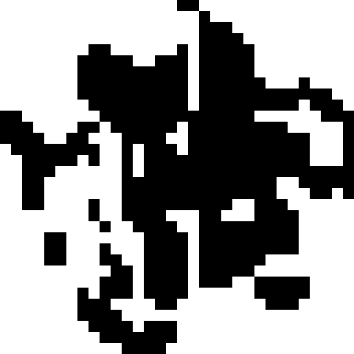 pokemon gloom, monochrome, 16x16, game icon, pixel art, close up, facing right, white foreground, black background