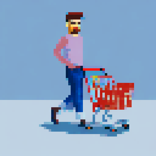 Create a man with a shopping cart