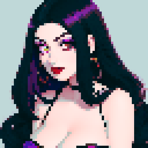 curvy, cute, goth girl, black hair, purple eyeshadow, red lipstick, glamour shot.