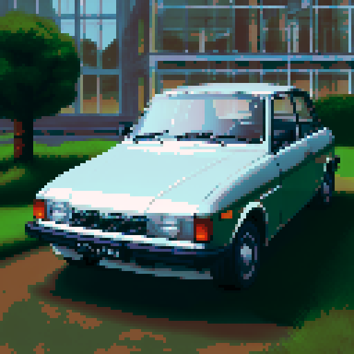 Photorealistic, centered Lada 2107 in a three quarter view, right wheel in front, clean background, pixel art style with sRGB colors