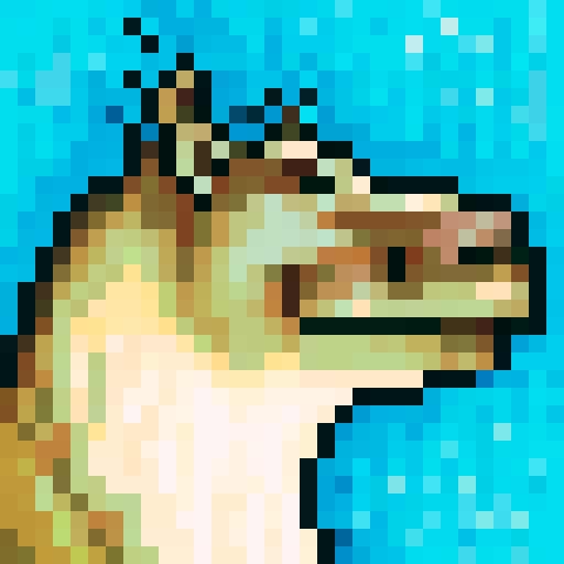 A hippo wearing fancy glasses with a black suit, rendered in 32x32 pixel portrait.