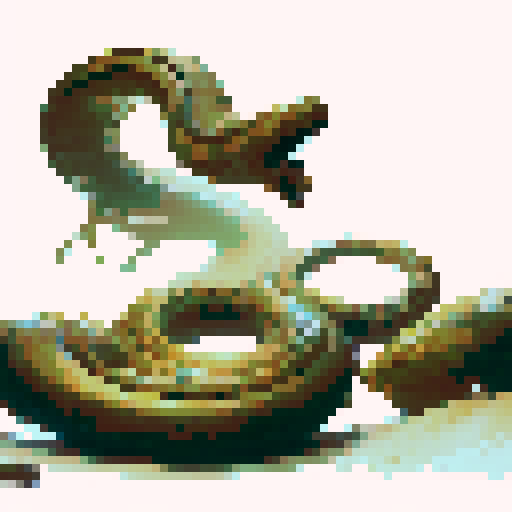 Vicious looking spined snake coiled and ready to attack