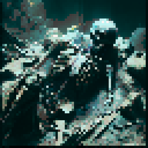 dead character lying in a dungeon, armor and bones