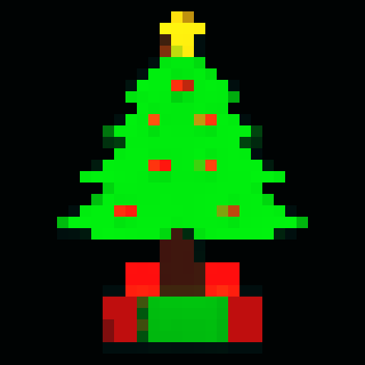 Green Christmas tree, 32x32 with a bold black outline
