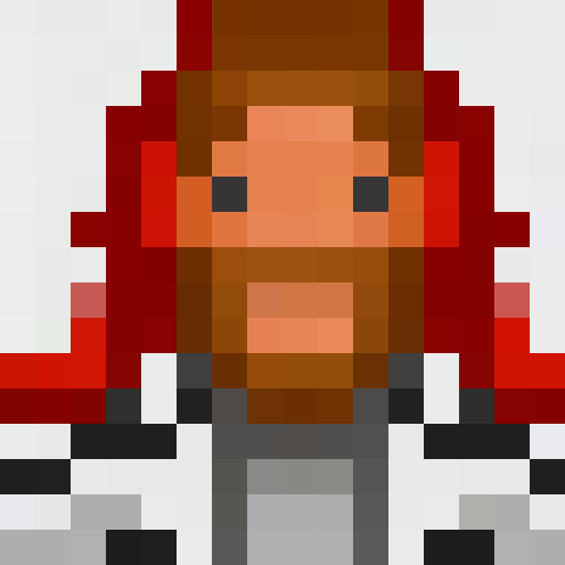 white man with ginger beard, smoking pipe, game icon, pixel art, close up, 16x16, portrait