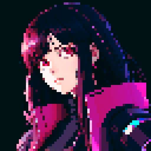Anime cyberpunk girl, looking to the right slightly, dark plain background