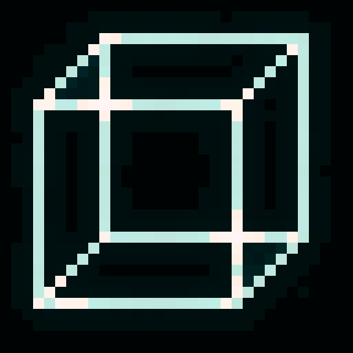 hollow white cube, question mark inside, transparent background, game icon, 32x32 pixel art, sRGB, skill art, close up, portrait