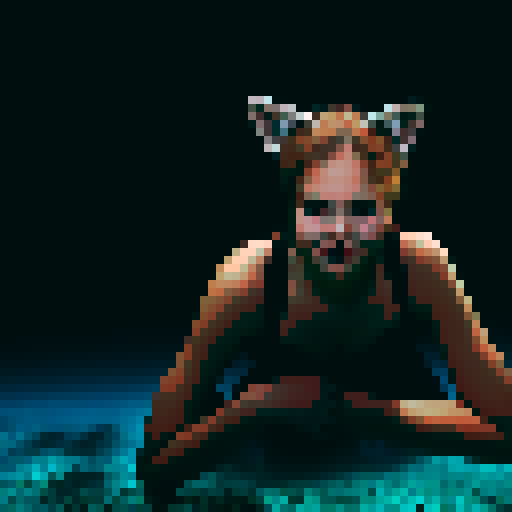 Clenched teeth,Fake animal ears,partially underwater shot