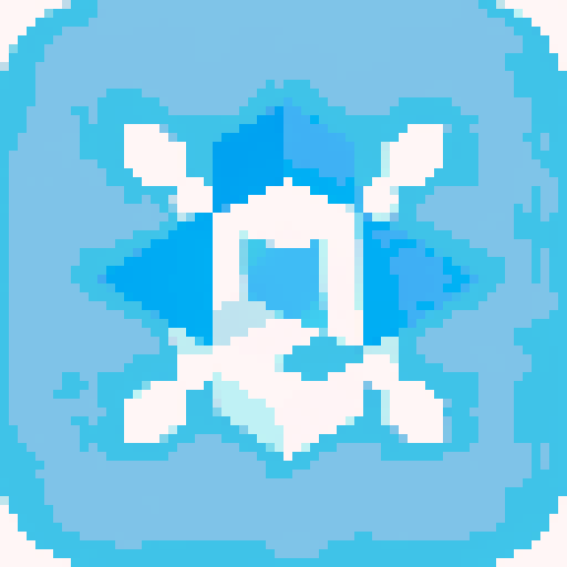 Create a simple and clean icon representing ice magic. The design should be minimalistic and convey the essence of cold and ice. Use cool colors like dark blue and white, and incorporate elements such as snowflakes, icicles, or frost. Ensure the icon is easily recognizable and visually appealing.