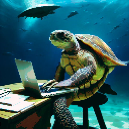 seaturtle, laptop, underwater, fantasy RPG