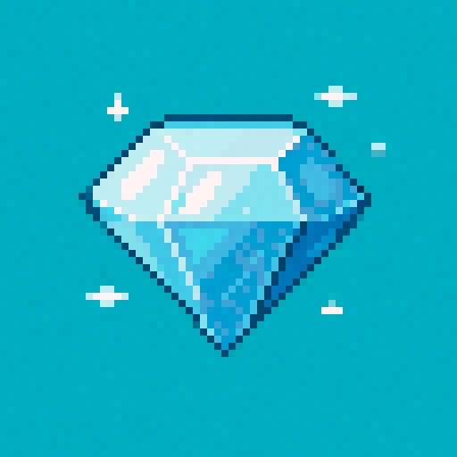 diamond crystal with small light sparkles, cubic crystal pattern, solid-color background