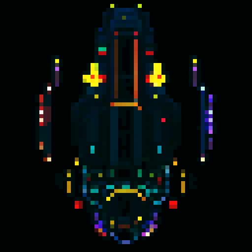Spaceship, sleek design, metallic exterior, retro aesthetic, pixelated details,blinking lights, computer screens, wireframe outlines, geometric shapes, low-resolution textures, vibrant pixel art style, sRGB color space
View from above
