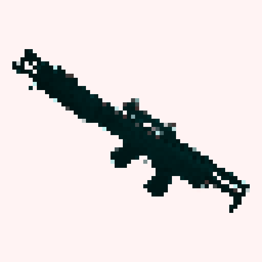 M4A1 Rifle icon, white background, black icon, pixel art