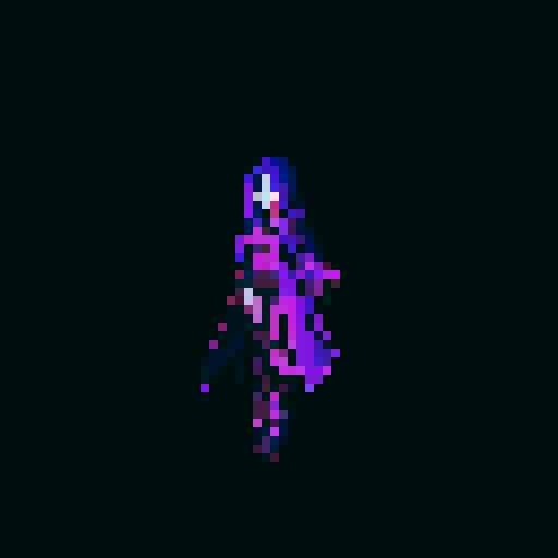 demon wings, floating girl, pixel art, sRGB