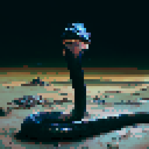 Cobra snake, night time, dark background