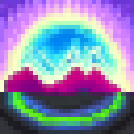 Bright neon cars race on a retro Commodore 64 track with pixelated mountains and a sunset sky in 32x32 skill art.