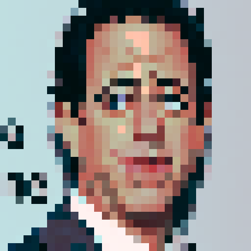 Jerry Seinfeld, iconic stand-up comedian, in a vibrant pixel art style with vivid sRGB colors