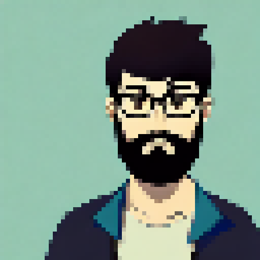 programmer man, brunette, bearded, with glasses, turkish man, profile picture