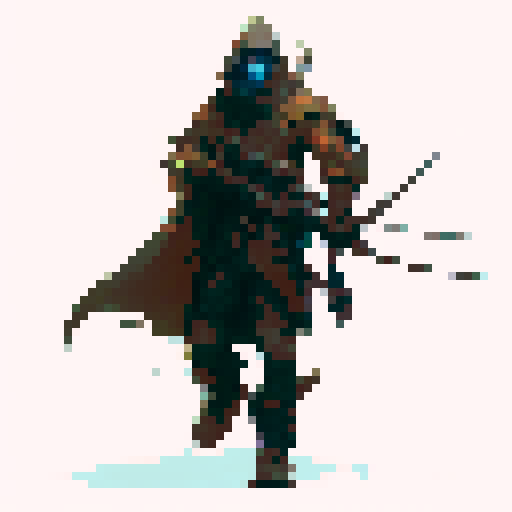 cloaked bandit wielding a bow