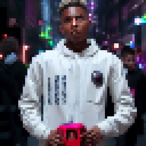 Ekko, a time-manipulating teenage inventor, races through a futuristic cityscape on his hoverboard, dodging neon signs and skyscrapers as he escapes a group of menacing robots.