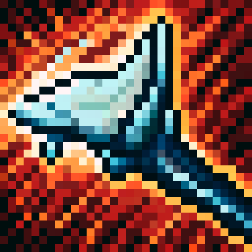 great white shark, 32x32 pixel art, sRGB, razor-sharp teeth