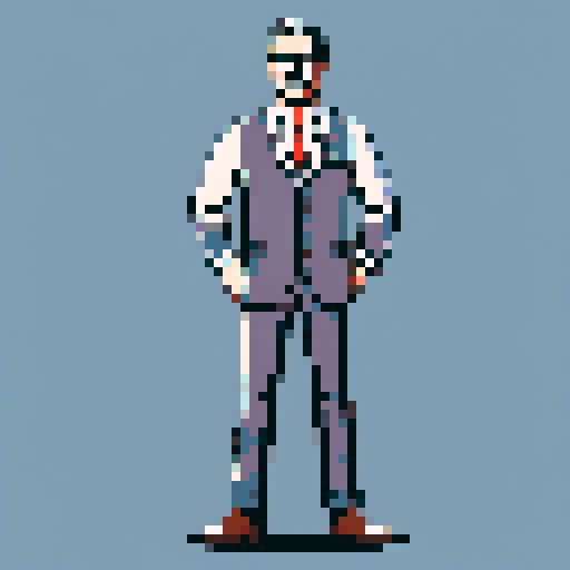 Middle-aged HR manager, formal dress, German national, pixel art, sRGB