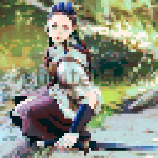 female warrior, vibrant green hair with braids, large sword, fantasy RPG character portrait