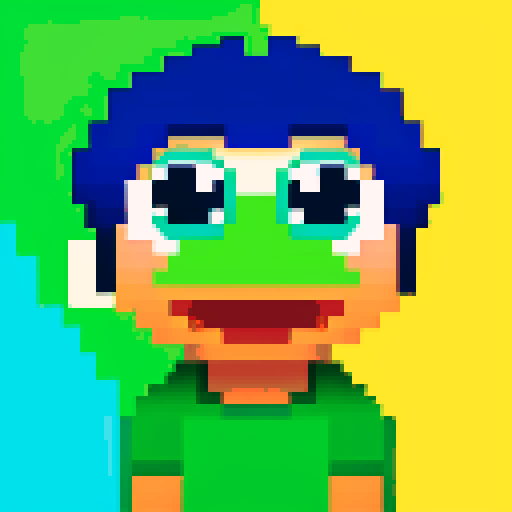 funny, pepe frog, pixel art, sRGB, vibrant colors, exaggerated facial expressions, animated, comical poses