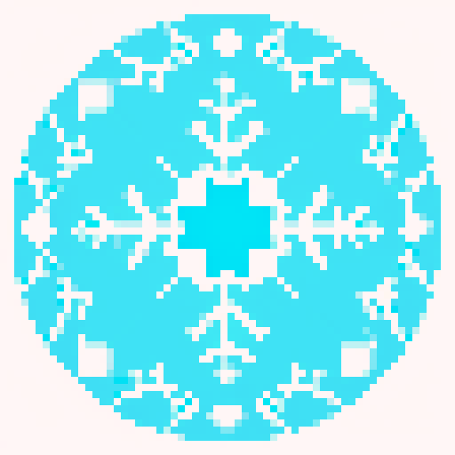 Create a simple and clean icon representing ice magic. The design should be minimalistic and convey the essence of cold and ice. Use cool colors like blue and white, and incorporate elements such as snowflakes, icicles, or frost. Ensure the icon is easily recognizable and visually appealing.