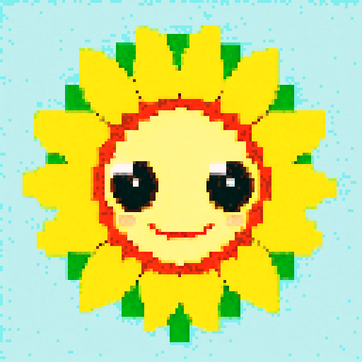 sunflower with smiling face, full height