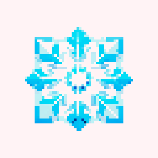 Create a simple and clean icon representing ice magic. The design should be minimalistic and convey the essence of cold and ice. Use cool colors like blue and white, and incorporate elements such as snowflakes, icicles, or frost. Ensure the icon is easily recognizable and visually appealing.