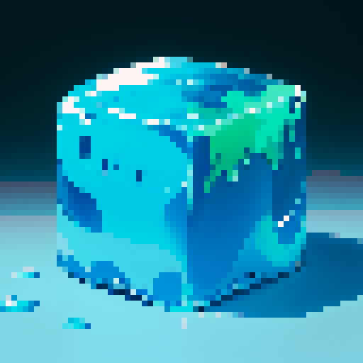 edge of slime cube, blue cube, blue slime cube, side of slime, big