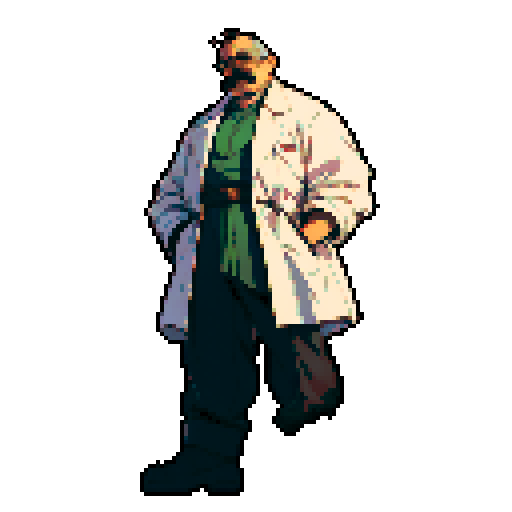 full-body image of mad scientist, fat, mustache, giant robot in background