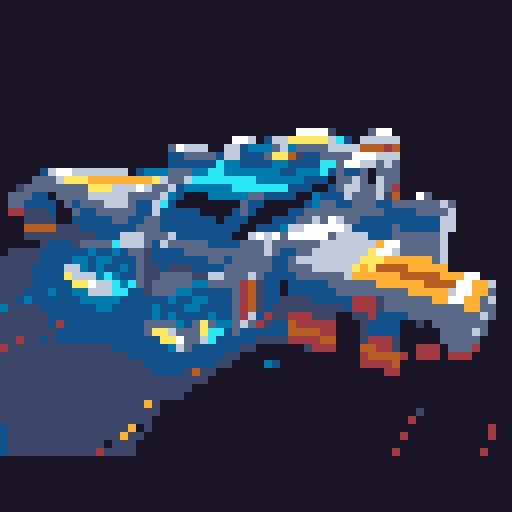 spaceship, hovering mid air, pixel art, sRGB, vibrant colors, retro aesthetic, geometric shapes, blocky design