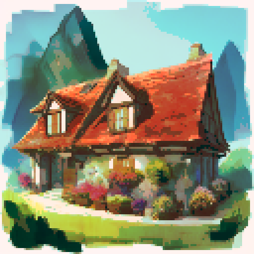 An old inn with fire and lightning