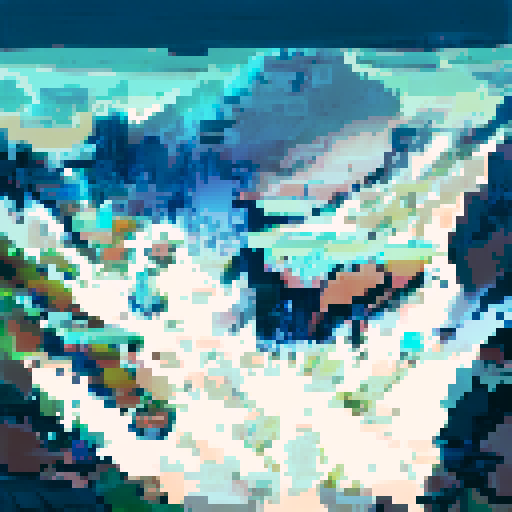 Futuristic cityscape built into a snowy mountain range, featuring a valley below and a portrait-style landscape, with sleek, metallic structures.