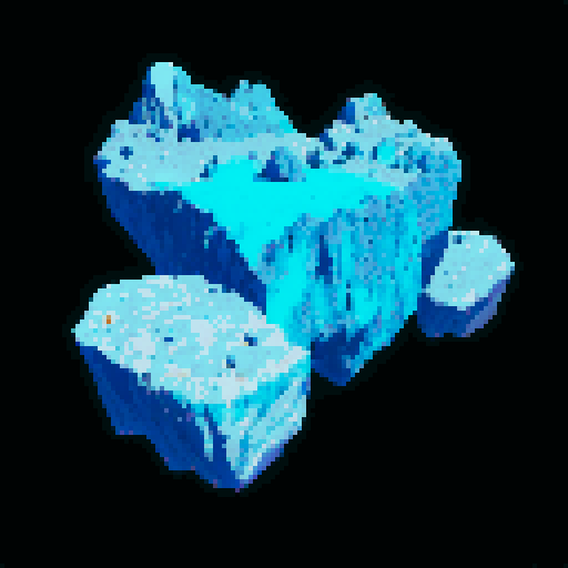 2D asteroid with jagged edges, wireframe outlines, geometric shapes, low-resolution textures, pixelated craters, retro color palette, and sRGB color space, viewed from above