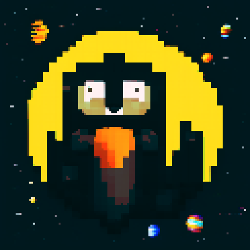 black cat with orange eyes, wandering through galaxies and space, surrounded by planets and comets