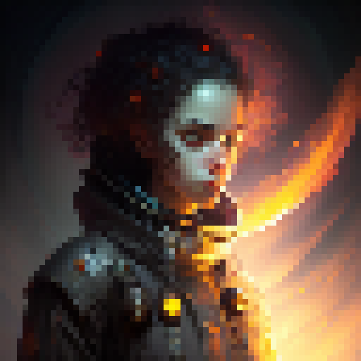 "Fiery-eyed dark wizard wielding a crackling, burning staff amidst swirling, ominous shadows in a surreal, gothic art style."