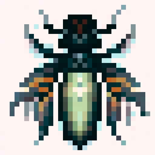 honeybee, spell icon, game icon, 32x32 pixel art, sRGB, skill art, close up, portrait, vibrant colors, glowing wings, intricate hexagons, ethereal glow, shimmering honey, delicate antennae, mesmerizing eyes