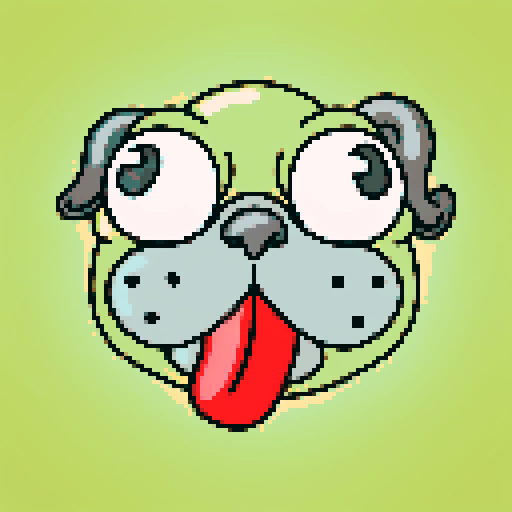 , pastel colors, and a hint of nostalgia

        A floppy-eared, tongue-out cartoon dog, all rendered in charming pixel art