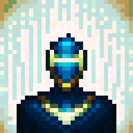 headwear, pixelated design, vibrant colors, detailed embroidery, intricate patterns, glossy finish, shiny gold accents, futuristic visor, dynamic angles, dramatic lighting, fine brush strokes, bold outlines, expressive facial features, intense gaze