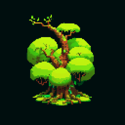 A towering, ancient tree-like creature with thick bark, long branches, and a wise, old face. It has glowing green eyes and is covered in moss and vines. It exudes an aura of ancient wisdom and strength. No background.
