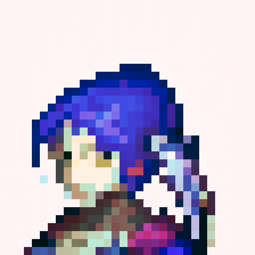 Fire emblem character, intense expression, wielding a sword, intricate armor details, 32x32 pixel art, sRGB, game icon, skill art, close up, portrait